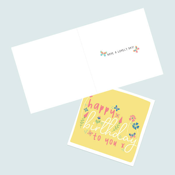 General Birthday Card - Ditsy Bright Blooms - Typography