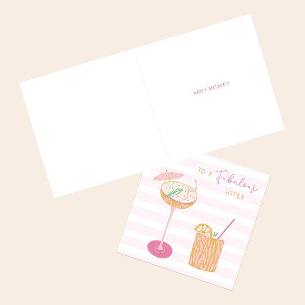 Sister Birthday Card - Drinking - Cocktails