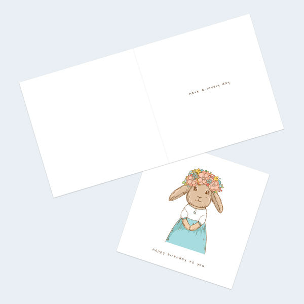 Kids Birthday Card - Flower Bunny