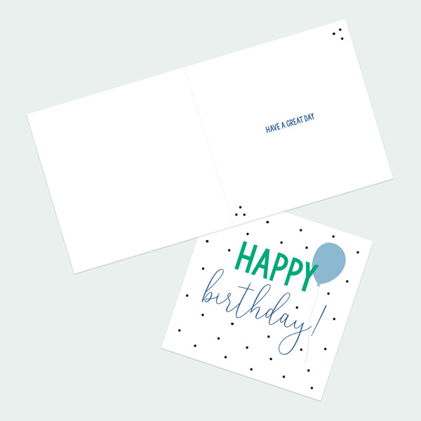 General Birthday Card - Feeling Bright Typography - Happy Birthday Blue Balloon