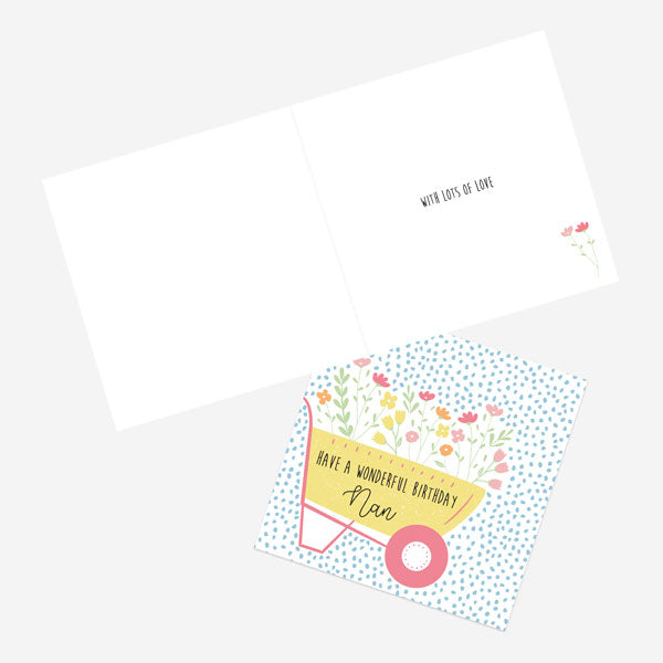 Nan Birthday Card - Paper Petals - Wheelbarrow