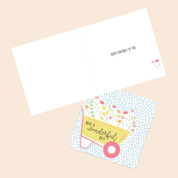 General Birthday Card - Paper Petals - Wheelbarrow