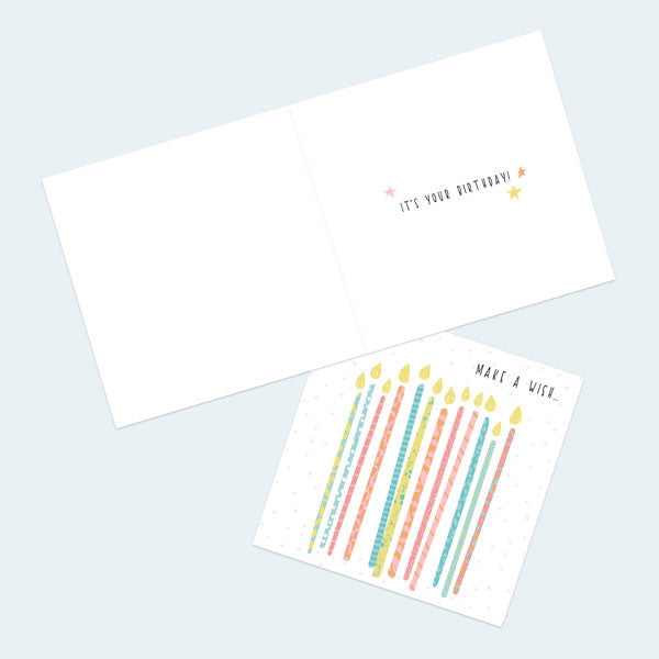 General Birthday Card - Summer Pastels - Wish Candles