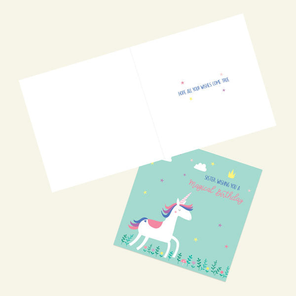 Sister Birthday Card - Unicorn Magic
