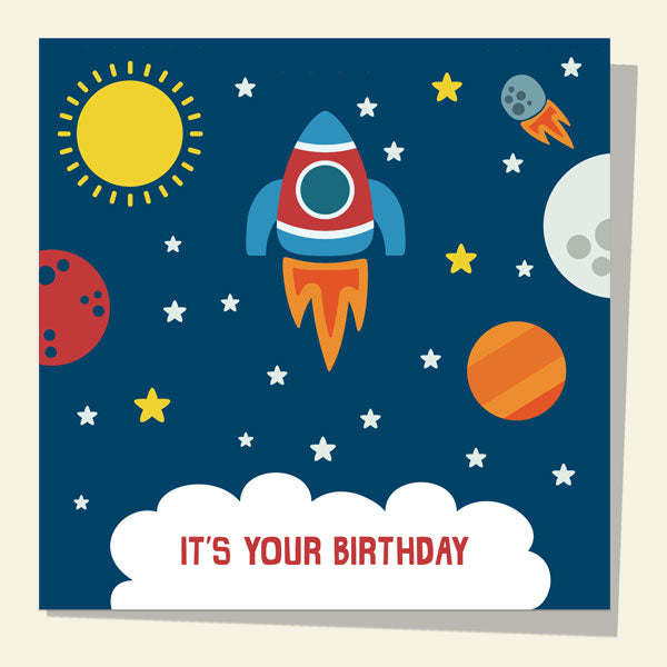 Kids Birthday Card - Space Rocket