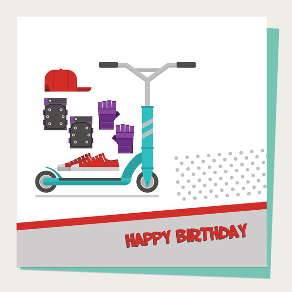 Kids Birthday Card - Stunt Scooter