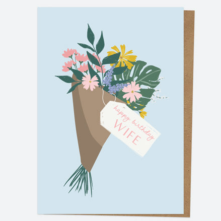 Wife Birthday Card - Summer Botanicals - Bouquet