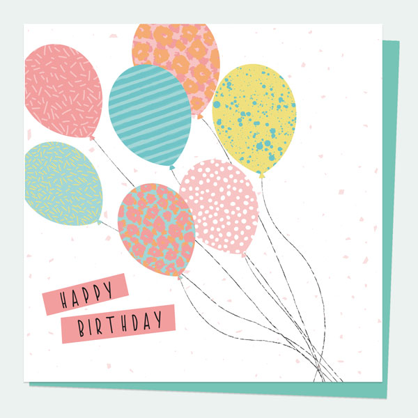 General Birthday Card - Summer Pastels - Balloons