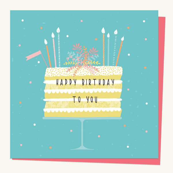 General Birthday Card - Summer Pastels - Cake Stand