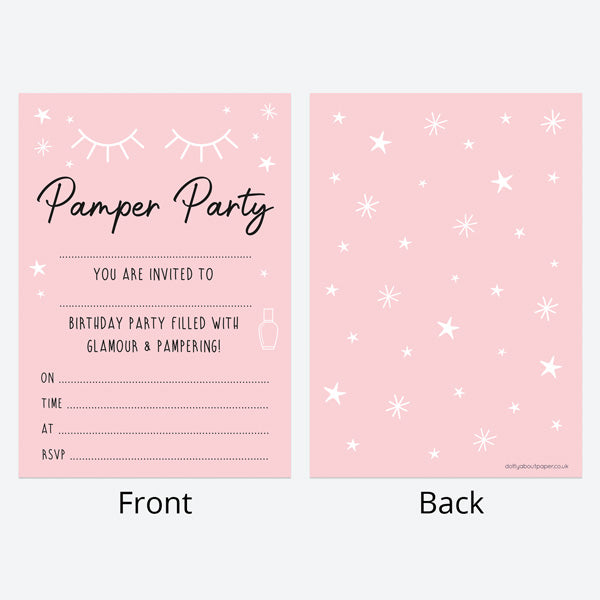 Kids Birthday Invitations - Beauty Pamper Party - Pack of 10