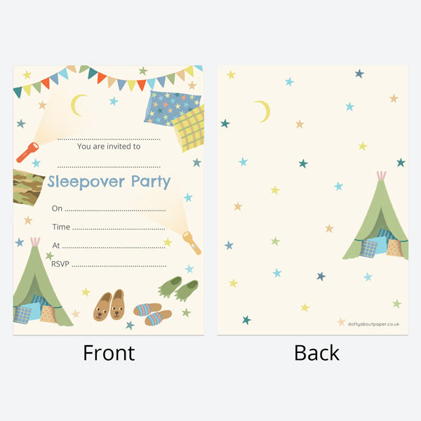 Kids Birthday Invitations - Boys Sleepover - Pack of 10