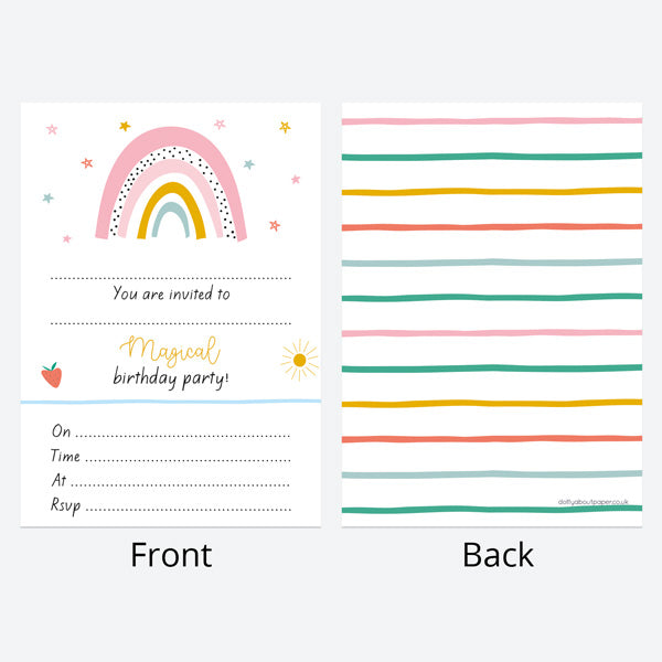 Kids Birthday Invitations - Chasing Rainbows - Pack of 10