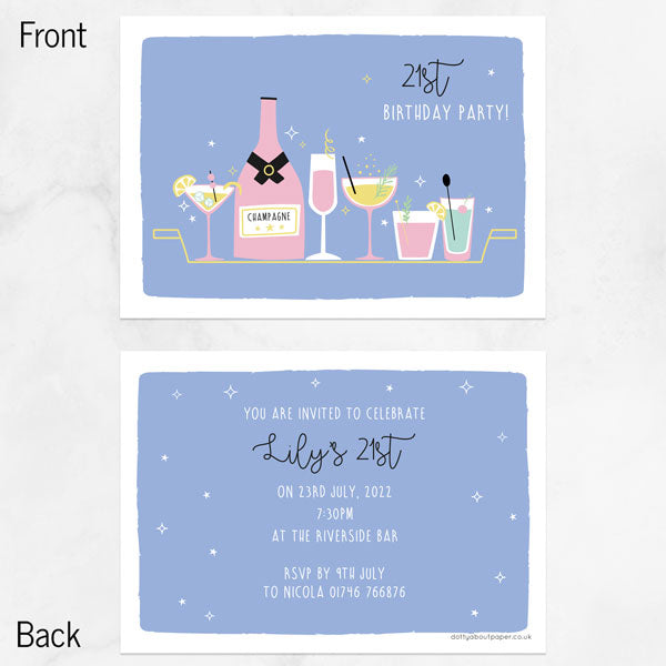 21st Birthday Invitations - Cocktail Time - Pack of 10