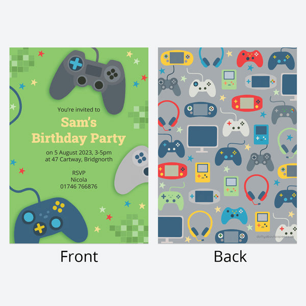 Kids Birthday Invitations - Gaming - Pack of 10