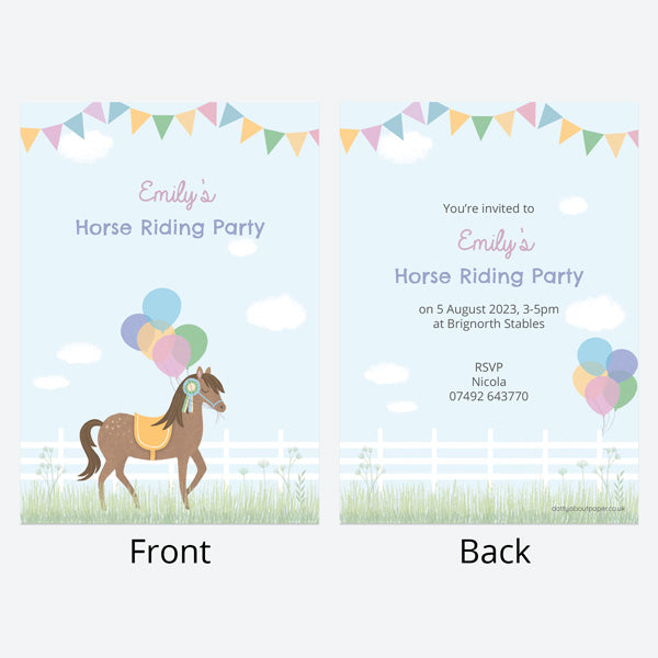 Kids Birthday Invitations - Horse Riding Stables - Pack of 10