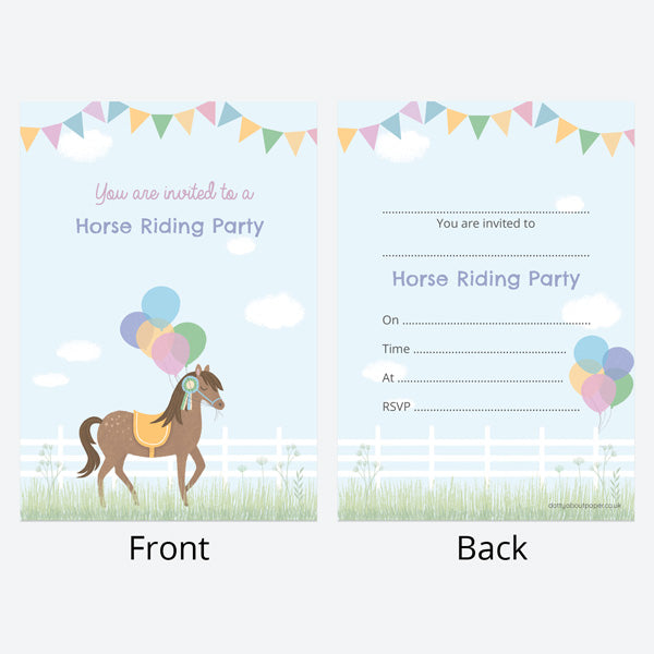 Kids Birthday Invitations - Horse Riding Stables - Pack of 10