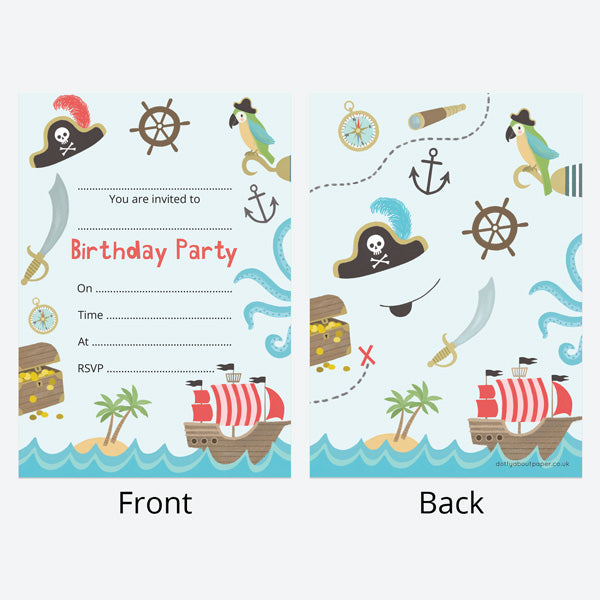 Kids Birthday Invitations - Pirate - Pack of 10