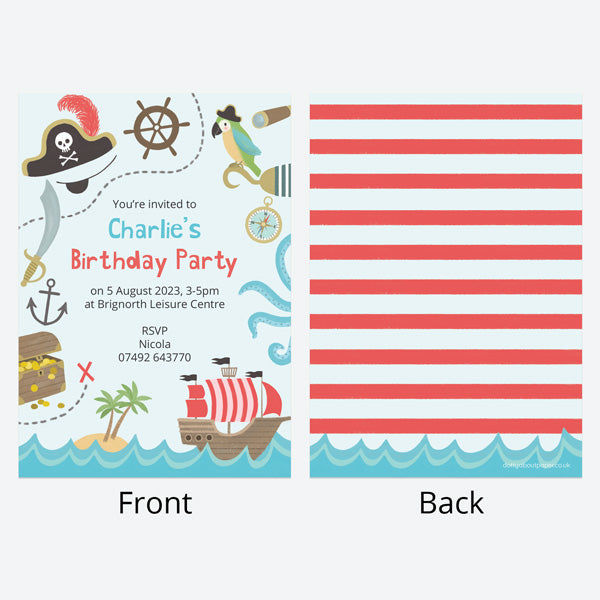 Kids Birthday Invitations - Pirate - Pack of 10