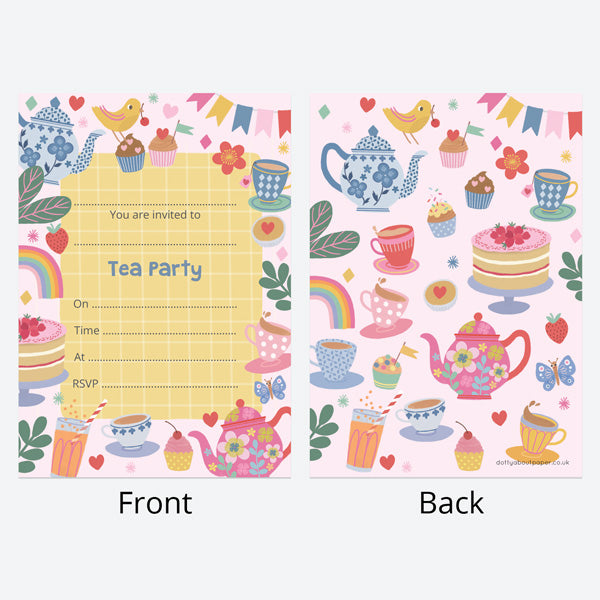 Kids Birthday Invitations - Tea Party - Pack of 10