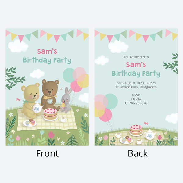 Kids Birthday Invitations - Teddy Bears Picnic - Pack of 10
