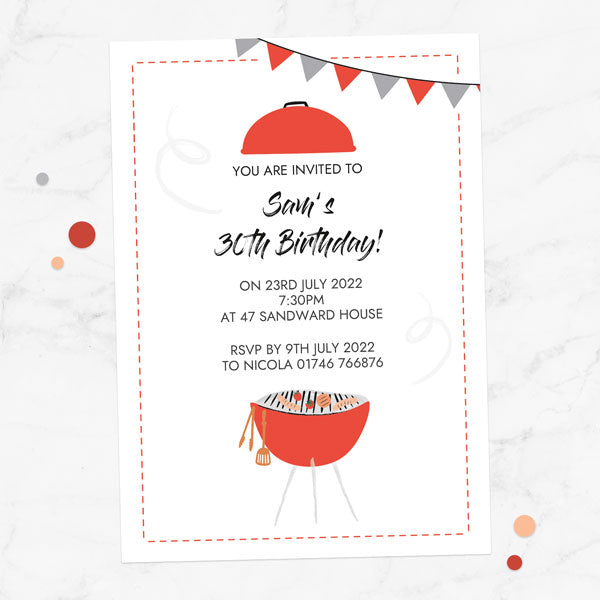 30th Birthday Invitations - Barbecue Time - Pack of 10