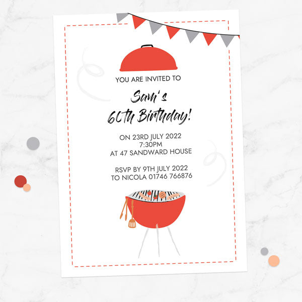 60th Birthday Invitations - Barbecue Time - Pack of 10