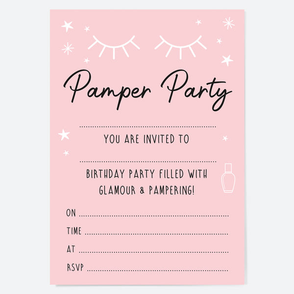 Kids Birthday Invitations - Beauty Pamper Party - Pack of 10