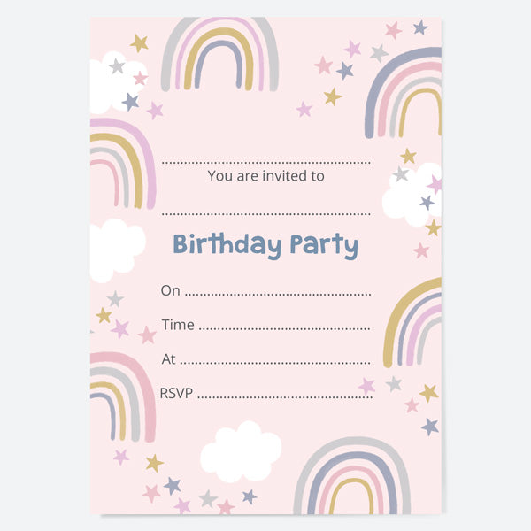 category header image Kids Birthday Invitations - Boho Rainbow - Pack of 10