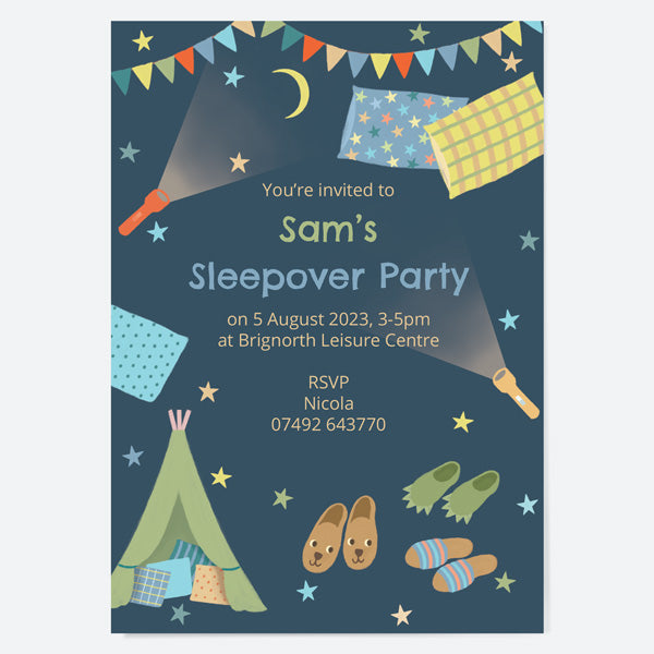 Kids Birthday Invitations - Boys Sleepover - Pack of 10