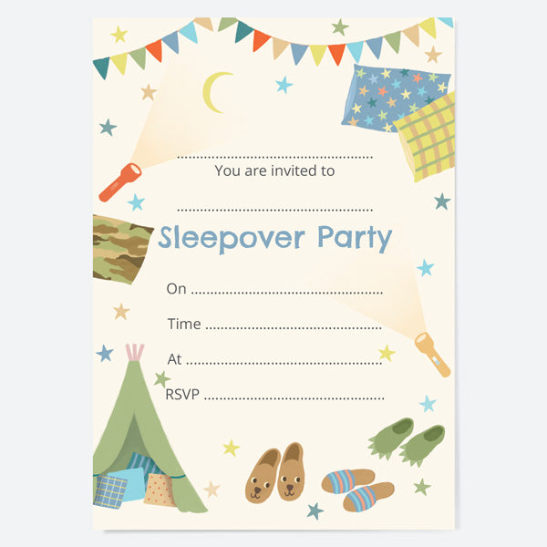 Kids Birthday Invitations - Boys Sleepover - Pack of 10