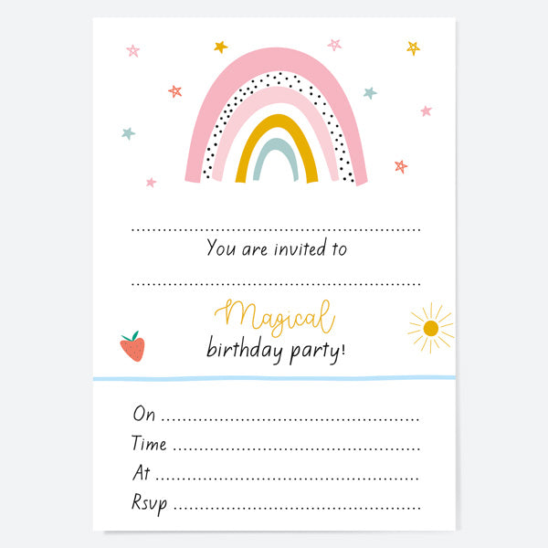 Kids Birthday Invitations - Chasing Rainbows - Pack of 10