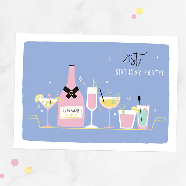 21st Birthday Invitations - Cocktail Time - Pack of 10