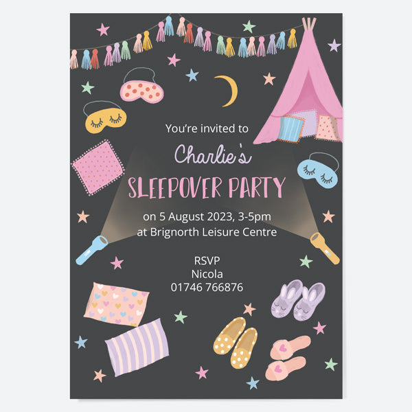 Kids Birthday Invitations - Girls Sleepover - Pack of 10