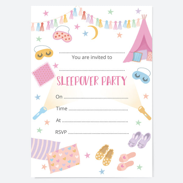 Kids Birthday Invitations - Girls Sleepover - Pack of 10