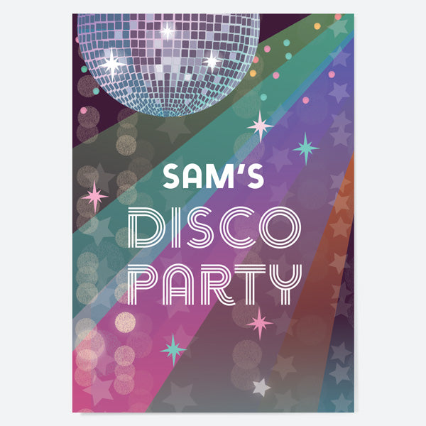 Kids Birthday Invitations - Glitter Ball Disco Party - Pack of 10