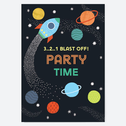 Kids Birthday Invitations - Outer Space - Pack of 10
