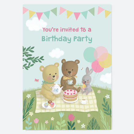 Kids Birthday Invitations - Teddy Bears Picnic - Pack of 10