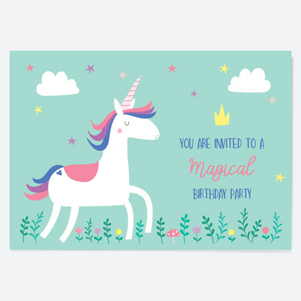 Kids Birthday Invitations - Unicorn Magic - Pack of 10