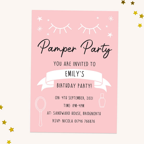 category header image Kids Birthday Invitations - Beauty Pamper Party - Pack of 10