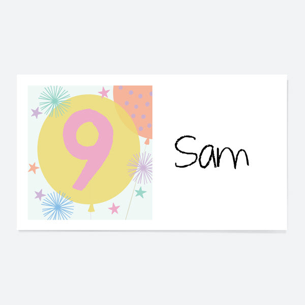 Girls Party Balloons Age 9 - Party Sticker - Pack of 10 - Fast Delivery ...