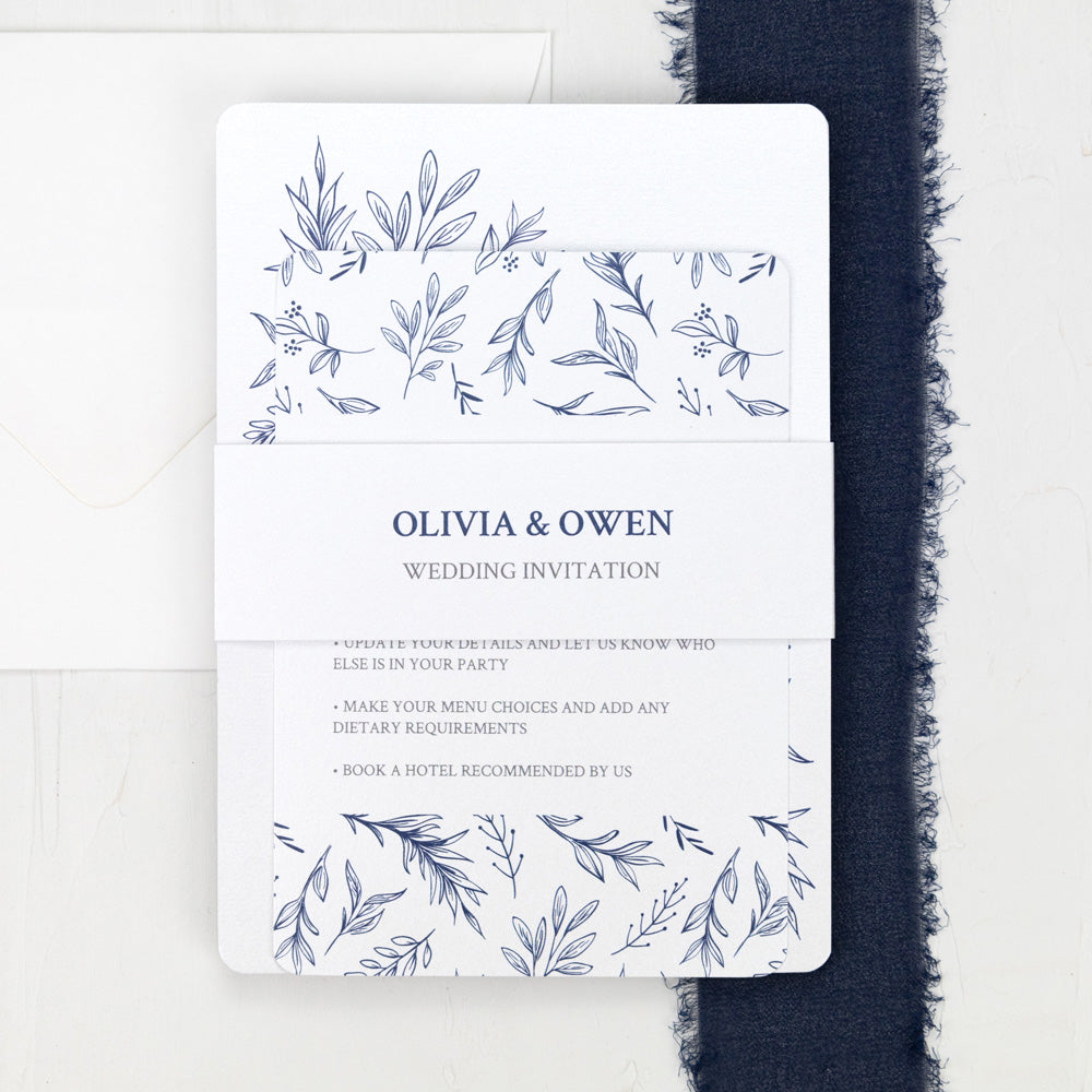 Blossom Sketch - Iridescent Wedding Invitation & Information Card Suite