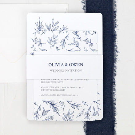 Blossom Sketch - Iridescent Wedding Invitation & Information Card Suite