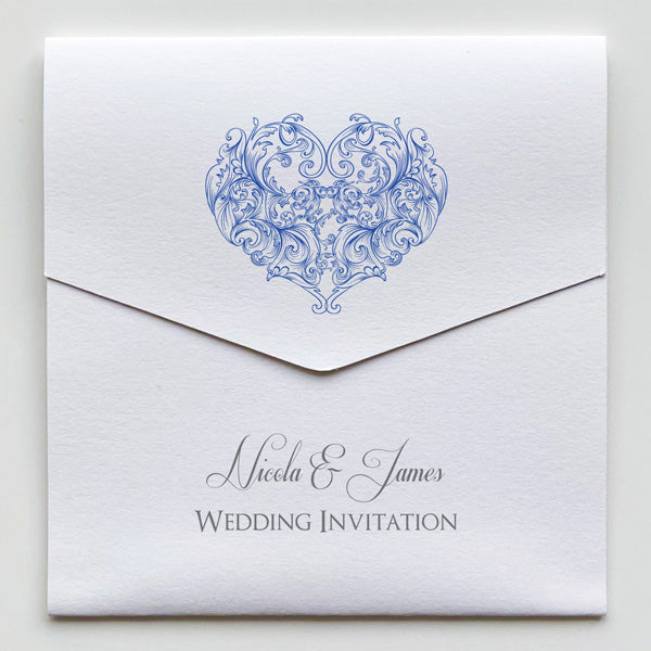 Je t'aime - Pocketfold Wedding Invitation & RSVP - Royal Blue