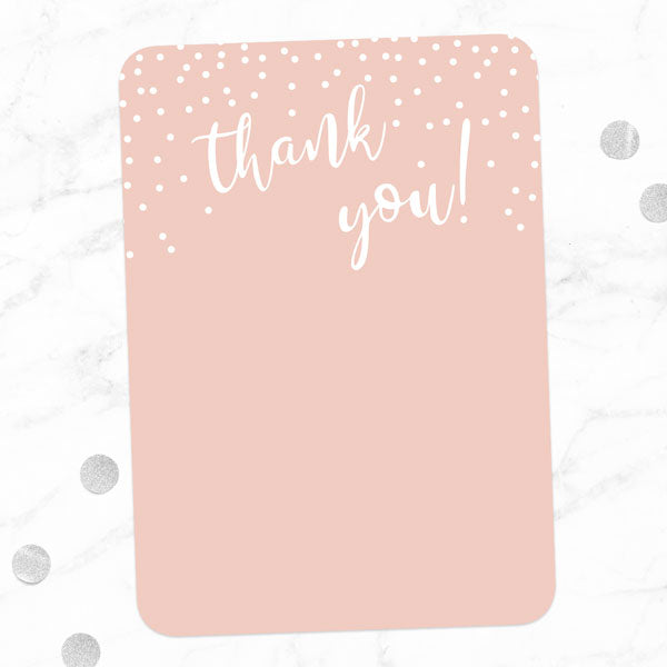 Blush Confetti Typography - Ready to Write Wedding Thank You Cards