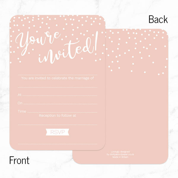 Blush Confetti Typography - Ready to Write Wedding Invitations