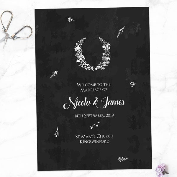 Boho Chalkboard Flowers - Wedding Order of Service