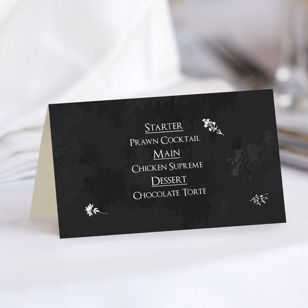 Boho Chalkboard Flowers - Wedding Place Cards