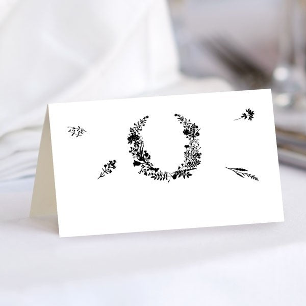 Boho Chalkboard Flowers - Wedding Place Cards