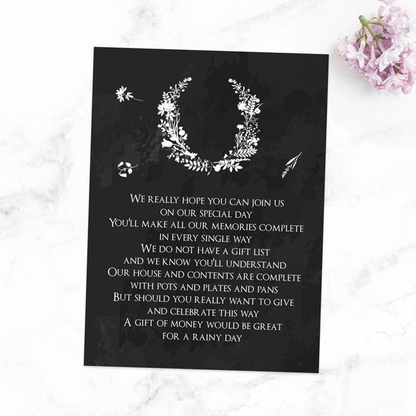 Boho Chalkboard Flowers - Gift Poem Cards