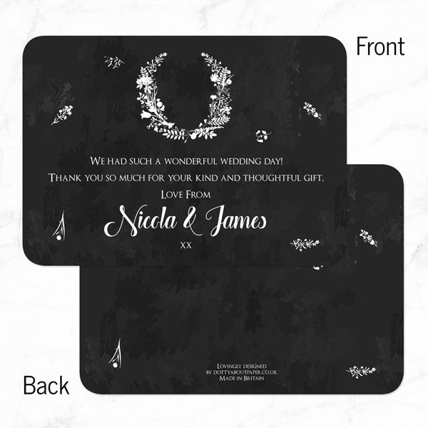 Boho Chalkboard Flowers - Wedding Thank You Cards